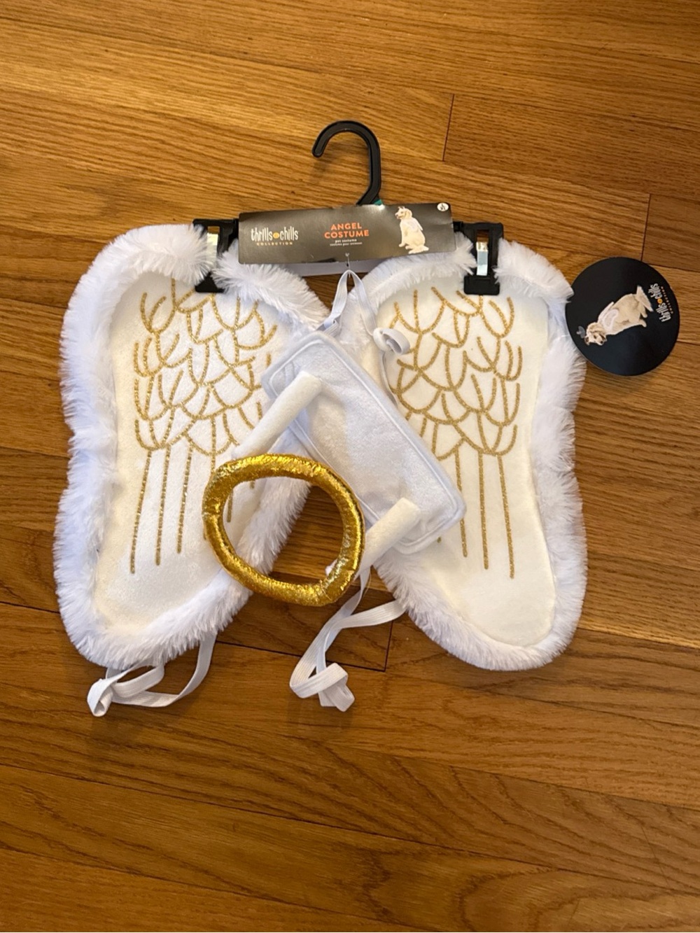 Dog Halloween Costume Large / Extra Large - White Gold Angel Wings and Halo L/XL